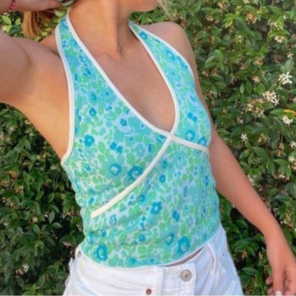 Zara Floral Camisole - Blue and Green